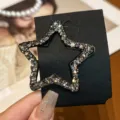 Rhinestone Star Hair Clip Sparkly Crystal Side Hairpin for Women Cute Hair Accessories - Single Row Star Clip (Gray)
