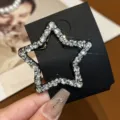 Rhinestone Star Hair Clip Sparkly Crystal Side Hairpin for Women Girls Cute Hair Accessories - Single Row Star Clip (Silver)