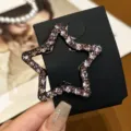 Star rhinestone hair clip pink crystal side clip cute bling hair accessory for women 1pc - Single Row Star Clip (Purple)