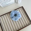 Coletero de pelo de felpa azul claro, suave y esponjoso coletero grande para mujer otoño invierno. - Azul cielo