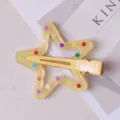 Fermaglio per capelli stella a pois color gelatina estiva, carina becco d'anatra per donne. - Giallo