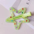 Molle per capelli stella a pois colore gelatina estiva, simpatica clip a becco per uso quotidiano. - Verde
