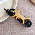 Molle per capelli nera con grazioso gatto dorato, elegante clip a banana per lo styling quotidiano. - Gatto Giallo
