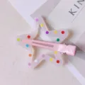 Pinza de pelo de estrella con lunares color gema, variante clip pico de pato rosa. - Rosa Claro