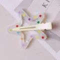 Pinza de pelo estrella transparente con lunares de colores, lindo clip pico de pato para peinado diario. - Beige