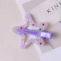 Pinza de pelo de estrella de lunares de color gelatina de verano linda horquilla de pato - Morado