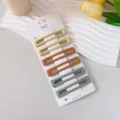 Set di fermagli per capelli opachi rettangolari, forcine geometriche gialle e marroni. - Set da 6 / tonalità crema