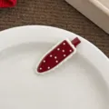 Retro molletta capelli rossa a pois becco d'anca forcina carina per frangetta donna accessorio stile - Molla Rossa Bordo Bianco