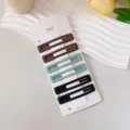 Set di mollette per capelli geometriche opache in marrone, verde e nero, stile elegante. - Set da 6 / Toni Scuri
