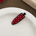 Molla per capelli a pois vintage fermaglio becco d'anatra rosso accessorio carino - Molla Rossa Bordo Nero