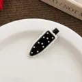 Fermaglio per capelli a pois bianchi e neri, elegante clip becco d'anatra retro per donne. - Molla Nera Bordo Bianco