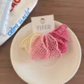 Set di elastici per capelli larghi traforati colorati, scrunchies in rete per code di cavallo. - 5 Pezzi/Confezione / Rosa fagiolo