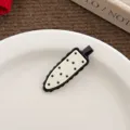 Variante molletta becco di civetta a pois neri bianchi, accessorio capelli carino. - Molla Bianca Bordo Nero