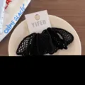 Banda de pelo ancha hueca negra soporte de coleta elastico para mujeres uso diario - 5 Piezas/Paquete / Negro