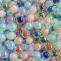 Colorful UV plated acrylic round beads for DIY jewelry making, phone charms and handmade crafts. - Multicolor