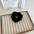 coletero de pelo de felpa negro suave esponjoso pelo sintético coleta de invierno - Negro