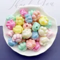 Colorful acrylic cat paw beads with AB coating for DIY jewelry making, bracelets, and phone chains. - Multicolor