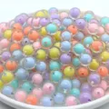 Acrylic pastel bead-in-bead for DIY jewelry making, colorful sphere charms crafting supplies. - Multicolor