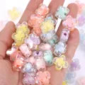 DIY acrylic four leaf clover beads colorful AB coated spacer loose beads for jewelry making. - 6 Mixed Colors