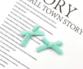 Mint green bow resin loose beads close up, perfect for DIY bracelet jewelry making and crafting. - Lake Green