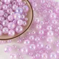 Acrylic crackle beads, 6-16mm AB plated round beads for DIY jewelry and bag accessories. - Purple