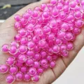 Acrylic bead-in-bead hot pink round beads for DIY handmade bracelets and phone charm making. - Plum Red
