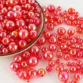 6-16mm Perline Acriliche Cracking AB Sciolte per DIY Collana Gioielli Fatti a Mano - 12mm 560 Pezzi/Pacchetto / Rosso Vivo