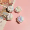Iridescent Cat Paw Acrylic Beads Variant Pink DIY Bracelet Jewelry Making Pack of 4 - White