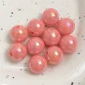 Macaron pink AB iridescent acrylic round beads for DIY handmade phone charms and jewelry. - Peach Red