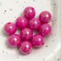 6-16mm acrylic macaron AB colorful illusion solid round beads loose DIY phone chain jewelry making - Rose Red