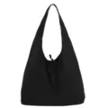 Korean style black hobo shoulder bag large capacity casual tote bag with cute bow detail. - Length 35 Width 10 Height 25 / Black