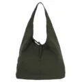 Dark green slouchy shoulder tote bag with front bow detail, large capacity casual style. - Length 35 Width 10 Height 25 / Green