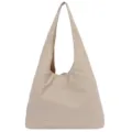 Solid color casual shoulder underarm tote bag, slouchy daily style fashion handbag detail. - Length 35 Width 10 Height 25 / Off White