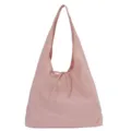 Pink canvas shoulder bag detail, featuring a cute drawstring bow and soft fabric structure. - Length 35 Width 10 Height 25 / Light Pink