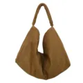 Brown suede hobo shoulder bag, large capacity casual tote for women commute daily versatile. - Brown