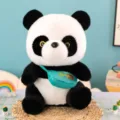 Mignon panda en peluche avec sac vert, poupée animal en peluche douce pour cadeau déco. - Panda Sac à Dos / 25cm