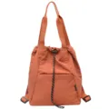 Orange multi-functional women backpack, stylish casual shoulder bag with drawstring bucket design. - Orange