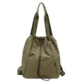 Green convertible drawstring backpack and tote bag for women, casual multi-functional daily use. - Green