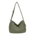 Casual quilted nylon shoulder bag, large capacity slouchy crossbody tote for women daily use. - Army Green