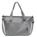 Grey canvas tote bag for women, casual single shoulder crossbody bag with top handles. - 42x14x27cm / Gray