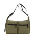 Army green canvas crossbody bag, casual multi-pocket shoulder bag for daily commuting. - 31x10x21cm / Green