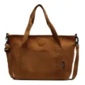 Effen bruine canvas shopper, veelzijdige schoudertas en crossbodytas voor dames. - 42x14x27cm / Bruin