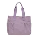 Large capacity purple nylon tote bag for women, stylish shoulder handbag for daily commute. - Purple