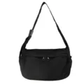 Water-resistant nylon crossbody dumpling bag, large casual lightweight single shoulder bag. - Length 36 Width 17 Height 25 / Black