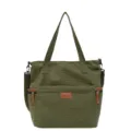 Green corduroy tote bag for women, large capacity shoulder bag, casual crossbody handbag. - Green