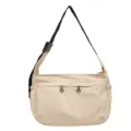 Beige nylon crossbody bag casual large capacity shoulder bag lightweight dumpling bag for women - Length 36 Width 17 Height 25 / Off White
