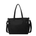 Waterproof nylon tote bag solid color casual shoulder crossbody bag for women large capacity - Black