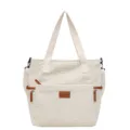 Casual corduroy tote bag for women, large capacity shoulder handbag for daily use. - Off White