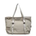 Large capacity canvas tote bag casual travel shoulder bag versatile trendy travel bag for women - Off White