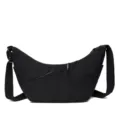 Zwarte corduroy schoudertas detail, casual halve maan crossbody tas met brede riem. - Gemiddeld / Zwart